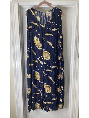 Vintage Jammin Fashion Tank Dress Ocean Theme Size XL